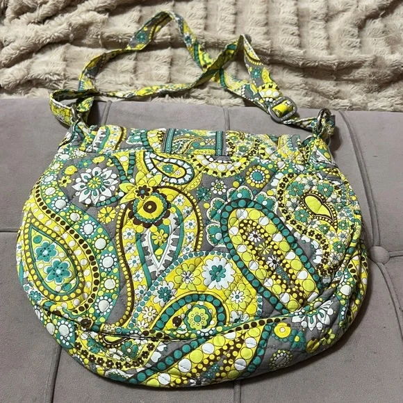 Vera Bradley Yellow and Green Paisley Shoulder Bag - Picture 2 of 8